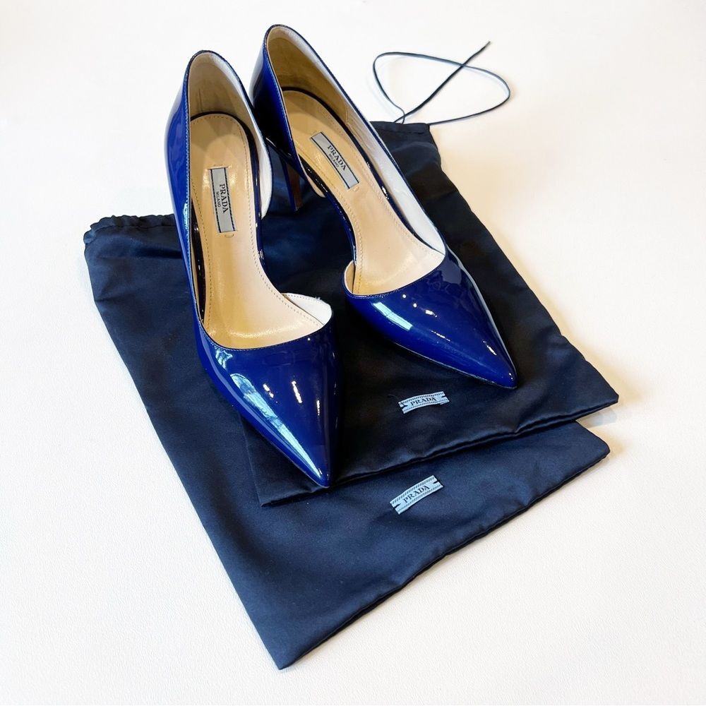Prada D’Orsay Blue Patent Pumps 39.5